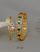 KY1011788 - Gold Plated Palakka Statement  & Lakshmi coin Bangle combo (color option) 3-Zilmor